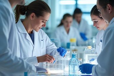 Scientists formulating nutritional powders