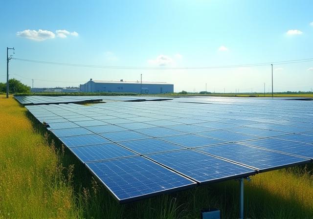 Solar panels powering the manufacturing facility